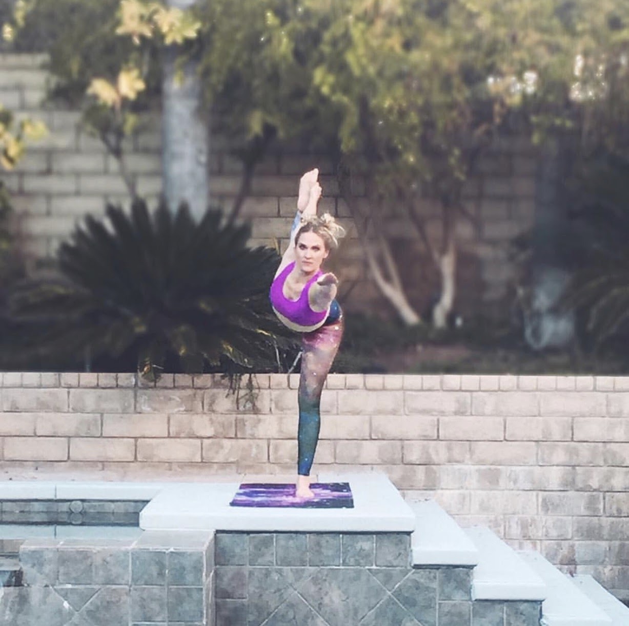 Yoga pose near a pool