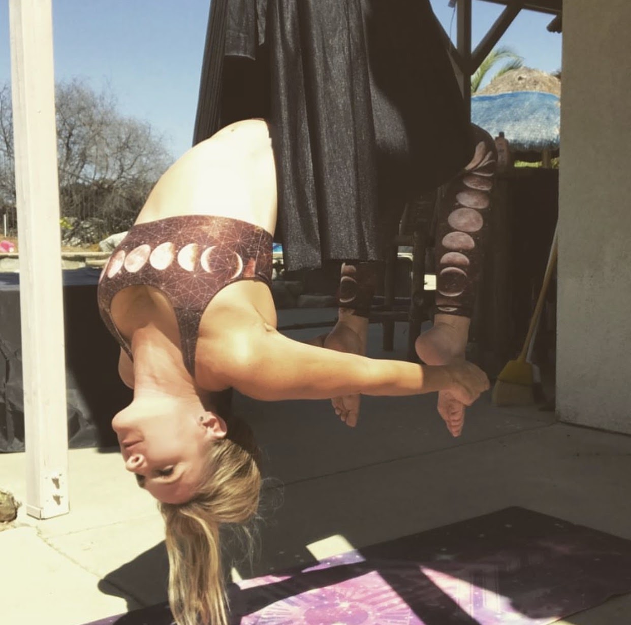 Upside down aerial yoga pose