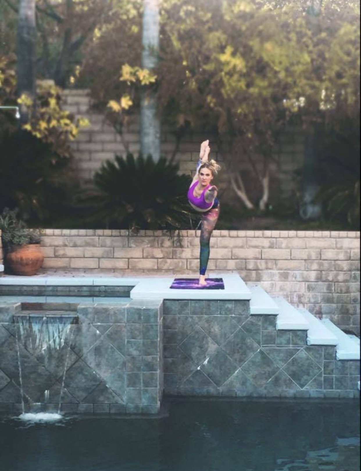 Meditative yoga pose outdoors
